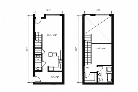 Stack House Apartments in Seattle, Washington 1x1.5 Loft Floor Plan